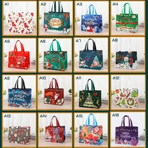 16 Pieces Large Easter And Christmas Gift Bags, 12.8in X9.8in X6.7in,, Reusable Christmas Bags, Also Suitable For Supermarket Festivals, Party Gift Bags, Non-woven Material Large Gift Bags.