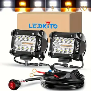 LEDKITO 4 Inch LED Light Bar Kit with Switch & Wiring Harness – 6 Modes Super Bright Off-Road Lights, Truck Accessories for ATV, UTV, SUV, Jeep Mods, Outdoor Adventure