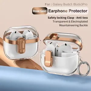 Transparent Safety Locking Case For Samsung Galaxy Buds3 Earphone Protector Galaxy Buds3 Pro Case Accessories With Keychain