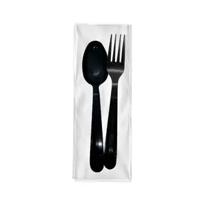 Individually Wrapped Black Fork & Spoon Set - 500 Sets/Case