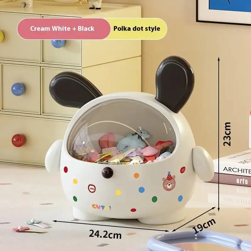 2L Round Food Grade PP Plastic Canister - BPA-Free 390g Lightweight Cream White+Yellow Polka Dots Cute Cartoon Jar with Lid, Multifunctional Home Organizer for Coffee, Snacks, Kitchen Countertop Storage, Gift Idea