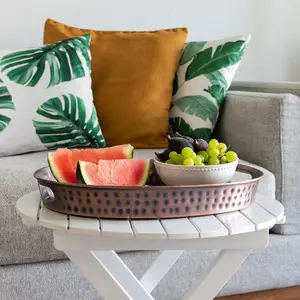 Hand Hammered 17 x 13 inch Decorative Oval Serving Tray