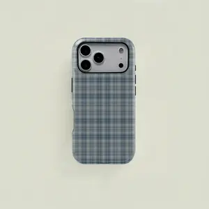 Blue Plaid Pattern Aesthetic Phone Case, Classic Tartan Print, Durable Two-In-One Protection,phone Case Suitable for Iphone 11/12/13/14/15/16/17 Pro Promax Plus Air and Samsung S22/S23/S24/S25 Plus Ultra Fe