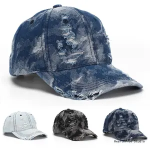 2026 New Arrival: American-Style Distressed Denim Baseball Cap — Unisex Street Fashion, Unique & Versatile, Wide-Fit Brimmed Hat