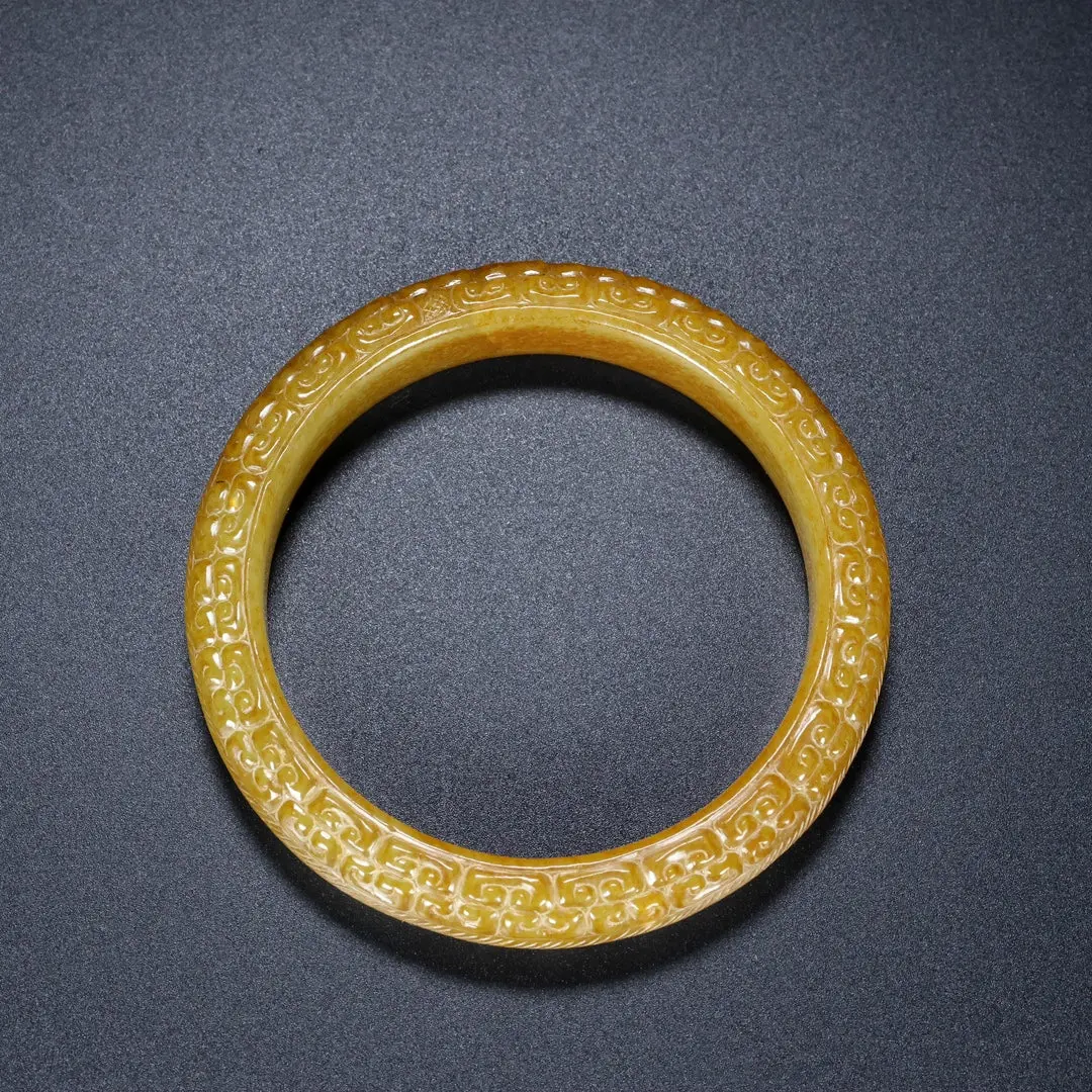 Inside Diameter 60mm Vintage Chinese Hetian Jade Bracelet