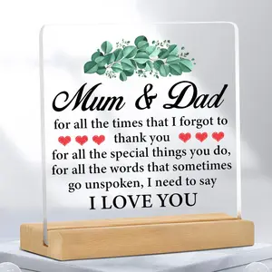 Acrylic Decorative Sign for Best Mom and Dad Gift, Thank You Decoration for Parents, Clear Desktop Ornaments for Home Bedroom, Novelty Desk Decor, Home Office Decor