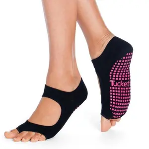 Allegro Black Swan Pilates Socks - Non-Slip Grip, Open Toe, Women's