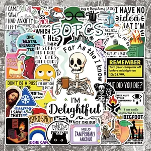 50PCS Snarky Meme Aesthetic Stickers Pack, Funny Sarcastic Quote Humor Vinyl Stickers for Laptop Water Bottle Phone Case Skateboard Journal Scrapbook DIY Decoration