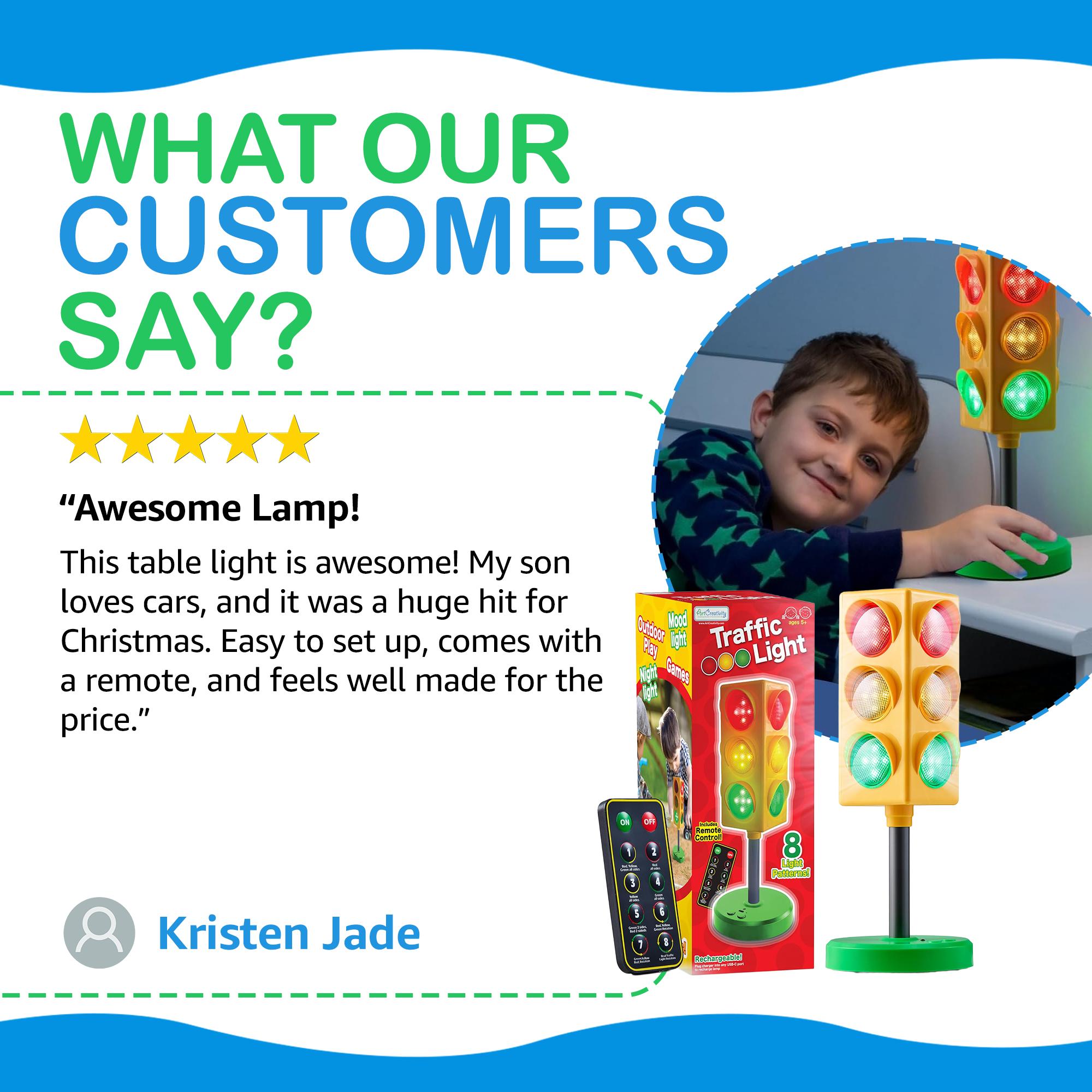 Traffic Light Lamp - Stop Light Lamp for Kids with Remote - 8 Different Patterns, Red Light Green Light Game for Kids
