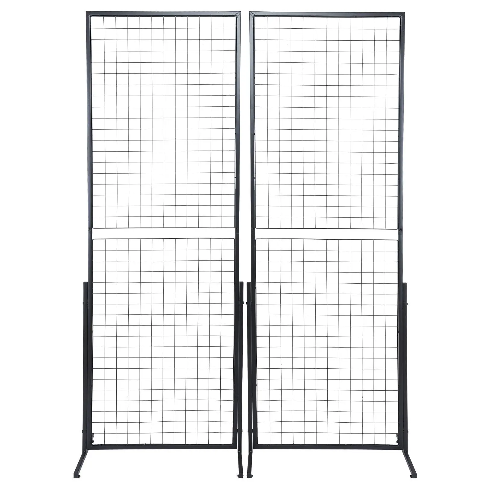 VEVOR 2' x 5.6' Grid Wall Panels Tower, 2 Packs Wire Grid Panels with T-Base Floorstanding, Double Side Gridwall Panels for Art Craft Shows, Retail Display with Extra Clips and Hooks