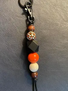 Black and Orange Leopard Print Keychain