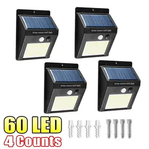 1-4 Counts Solar Powered Motion Sensor Outdoor Wall Light, Waterproof Rechargeable Garden Pathway Lamp, Auto On/off Night Lighting