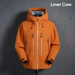 Men's Solid Zip Up Drawstring Hooded?Skiing Jackets, Regular Fit Sporty Waterproof Long Sleeve Pocket?Skiing Jackets?for Outdoor Activities, Men's Sportswear for Fall & Winter