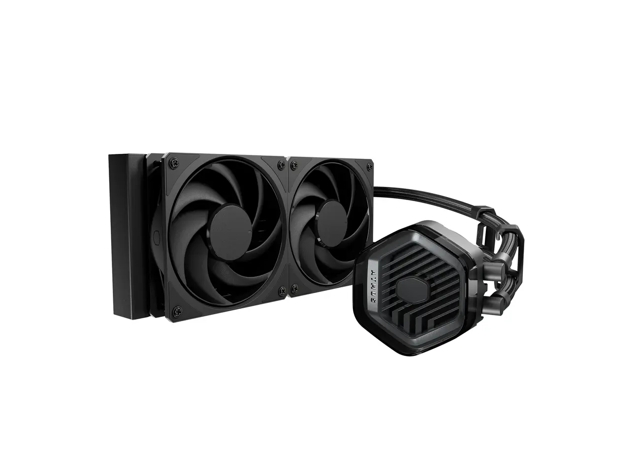 Cooler Master 240 Atmos Stealth High Performance Close-Loop AIO Liquid Cooler, R9|i7 Dual Chamber Pump, Customize Cover, Mobius 120, AMD Ryzen AM5|4, Intel LGA 1851|1700 Platform