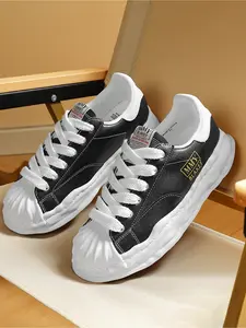 Unisex Skateboard Shoes, Maison Mihara Yasuhiro Thick Sole Sports Sneakers, Retro Twisted Canvas Shoes, Daily Wear, Anti-Slip, Lightweight, Casual Trainer Shoes