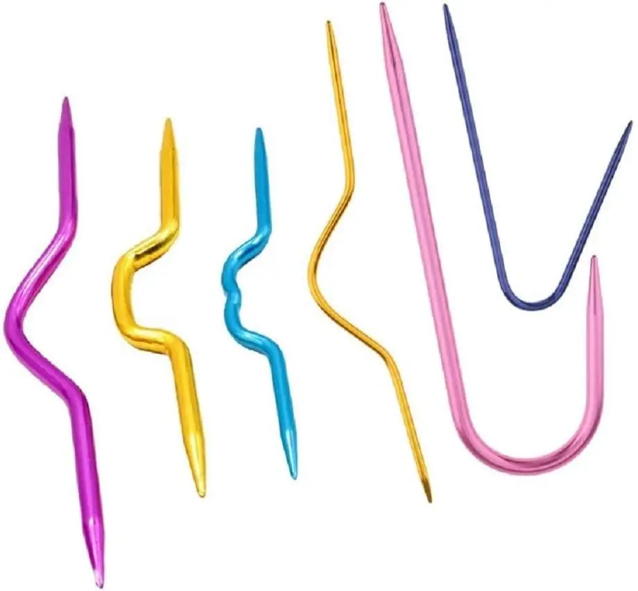 Zuoyou 6 Pcs Aluminum Knitting Cable NeedlesStitch Holders DIY Sewing Tools | Colorful Knitting Crochet Gift