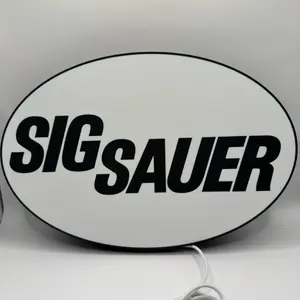 Sig Sauer LED Neon Sign - 10" Red & White Text with Black Border USB Powered for Home Decor Parties & Business Displays