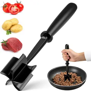 Meat Masher Ground Beef Chopper, 5 Curve Blades, Heat Resistant, Non-Stick, Efficient Meat Processing Kitchen Tool