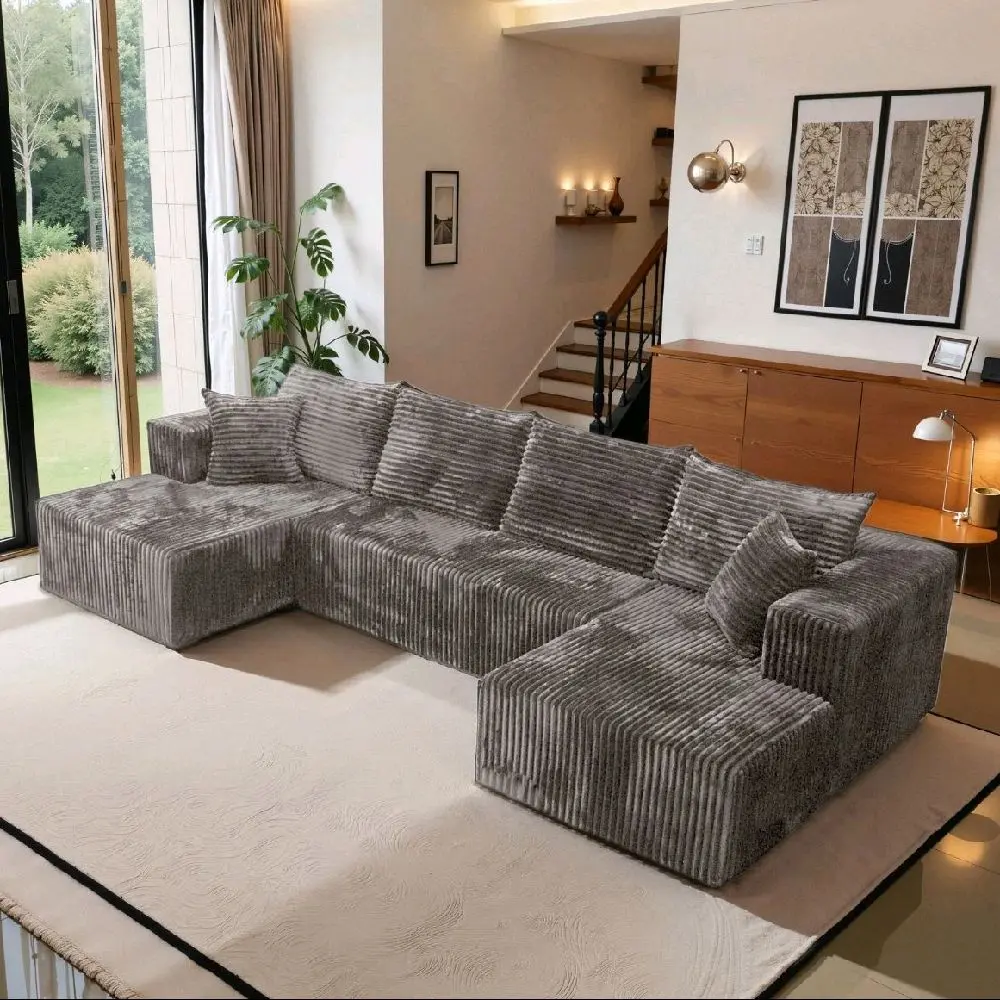 U-Shape Modular Sectional corduroy Couch