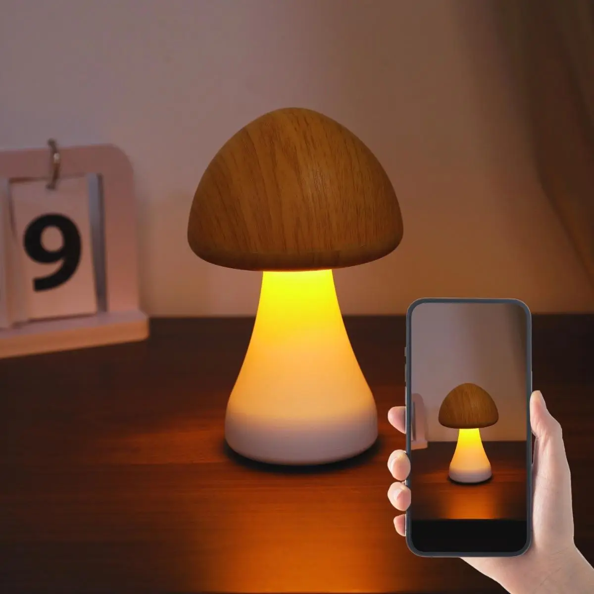 Portable Mushroom Shaped Desk Lamp, USB Rechargeable Touch Control Table Lamp, LED Dimmable Night Light for Home Bedroom, Living Room, Office, Restaurant, USB Powered Lamp