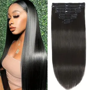 New 2024 Clip In Hair Extensions Human Hair 12-24inch Straight Brazilian Remy Human Hair Clip In Hair Extensions For Women