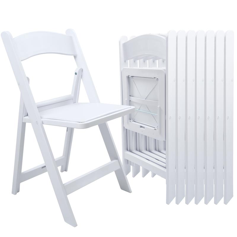White Resin Folding Chair with Cushion & Backrest,700LB Weight Capacity Event Chair,Indoor/Outdoor Lightweight Foldable Chair for Meeting Room/Party/Hotel/Garden