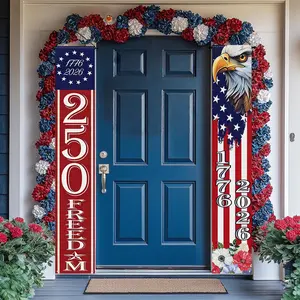 Door Banner Set of 2 Polyester Banners Celebrating The 250Th Anniversary of America from 1776 to 2026, Perfect for Patriotic Parties And Home Decoration, Suitable for Both Indoor And Outdoor Use, Measuring 12X70.8 Inches