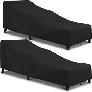 Patio Chaise Lounge Cover, 2 Pack of Pool Lounge Chair Covers for Outside Stackable Cushions and Outdoor Furniture, 80" x 30" x 26" H, Black