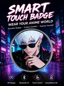 Fashionable Multi-Functional Dynamic Display Pin, High Resolution Screen, Touch Control, Bluetooth-compatible 5.4, Long Battery Life, Ideal for Anime Lovers, Creative Workers