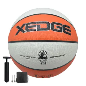 XEDGE Basketball 28.5” Size 6 Indoor Outdoor Leather Basketball Set (Orange Size 6)
