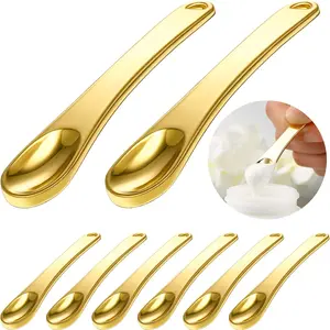 8Pcs Gold Metal Skincare Spatula Set, Mini Beauty Scoop for Cream Mask Mixing Sampling, Perfect Gift for Mother's Day Valentine's Day, Must-Have Makeup Applicator Tool, Facial Care Tool