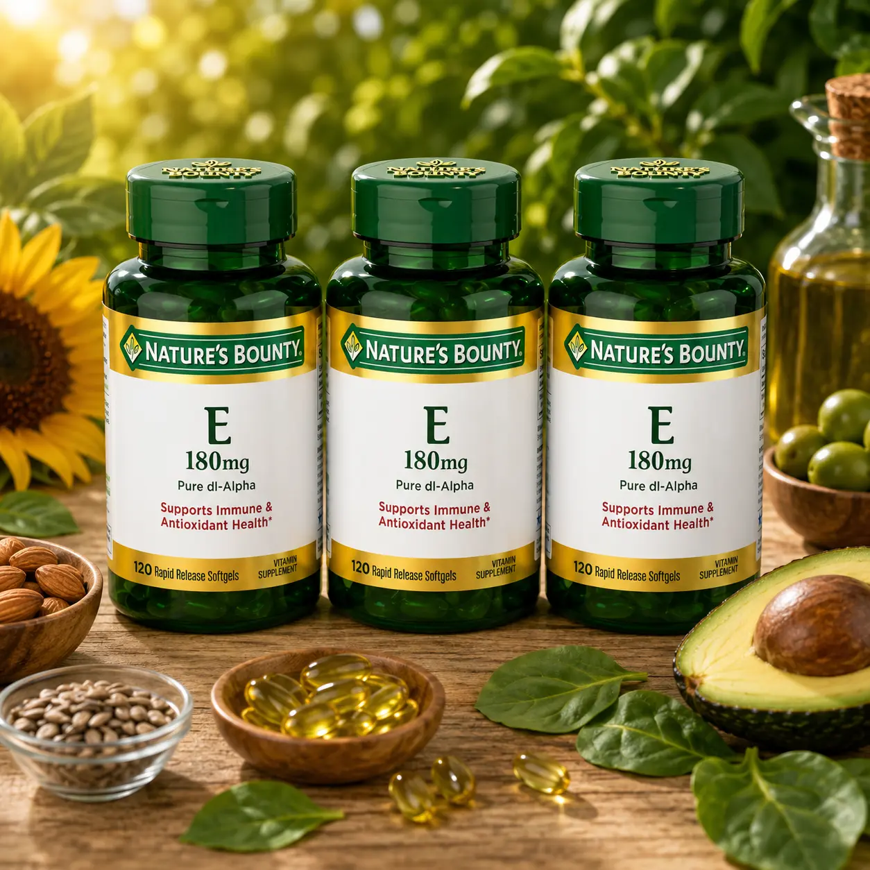 Natural Source Vitamin E Softgel Capsules - Dietary Nutritional Supplements, 400iu, 120 Count, Supports Metabolism Antioxidants, Boosts Immunity