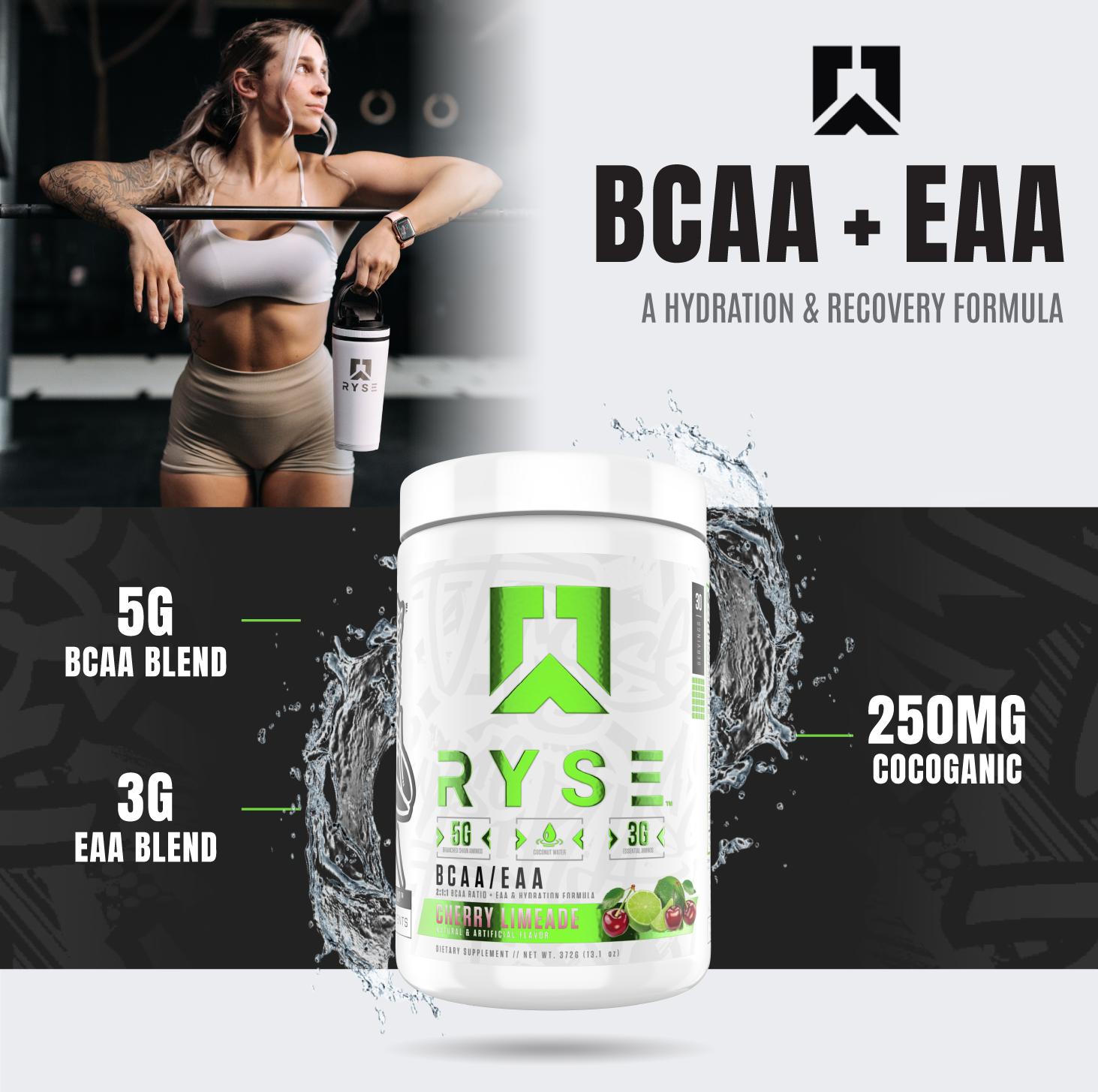 RYSE BCAA EAA Powder - 5g Branched Chain Amino Acids, 3g Essential Aminos, Sugar-Free Electrolytes Energy Supplement - 30 Servings