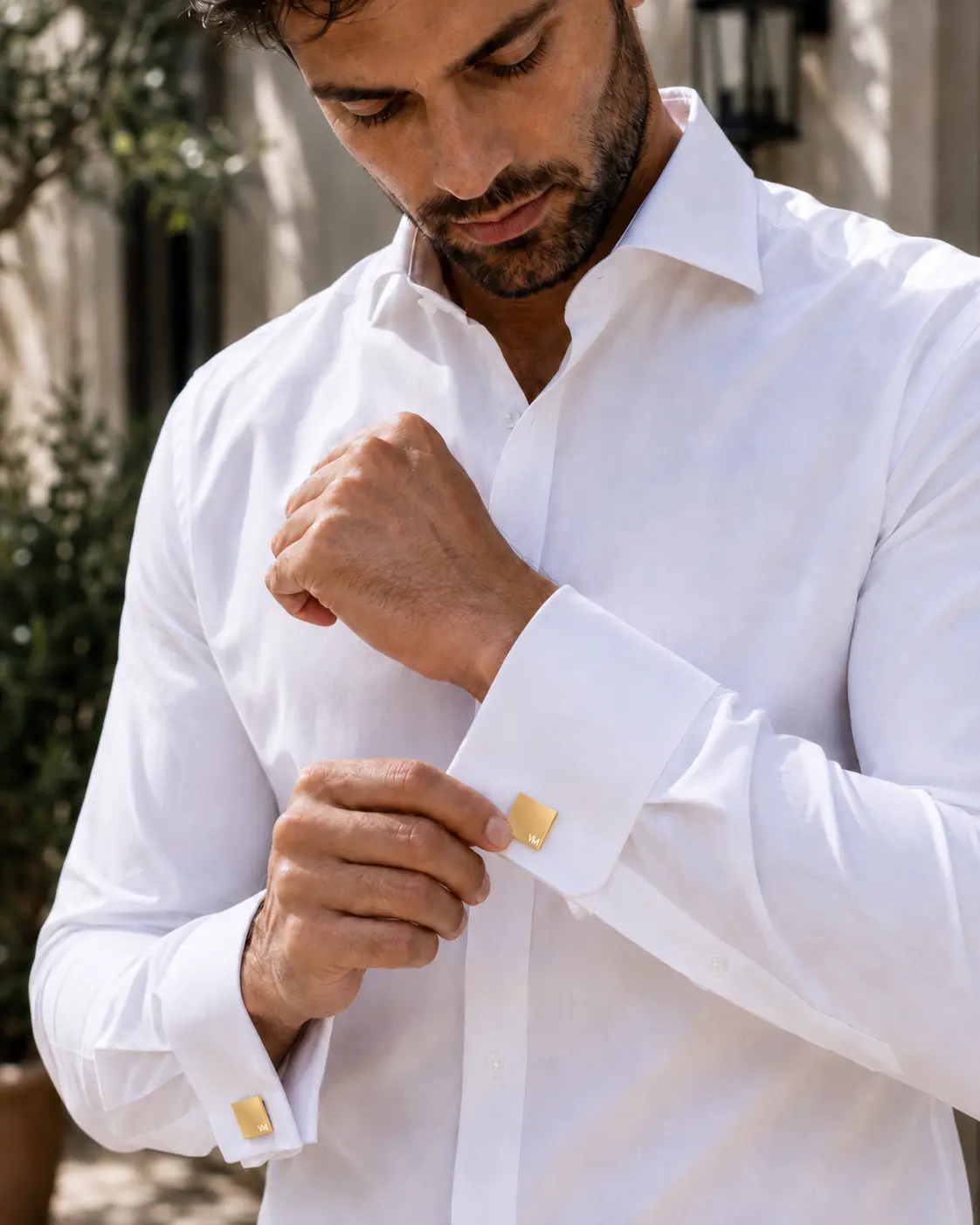 Gold Square Cufflinks — Minimalist Men’s Dress Accessory