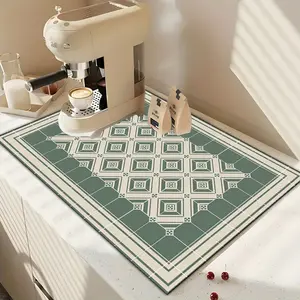 Silica Mud Coffee Machine Mat, Quick-Dry Drainage Pad, Absorbent Bowl Dish Pad, Heat-Resistant Table Mat, Non-Slip, Kitchen Use