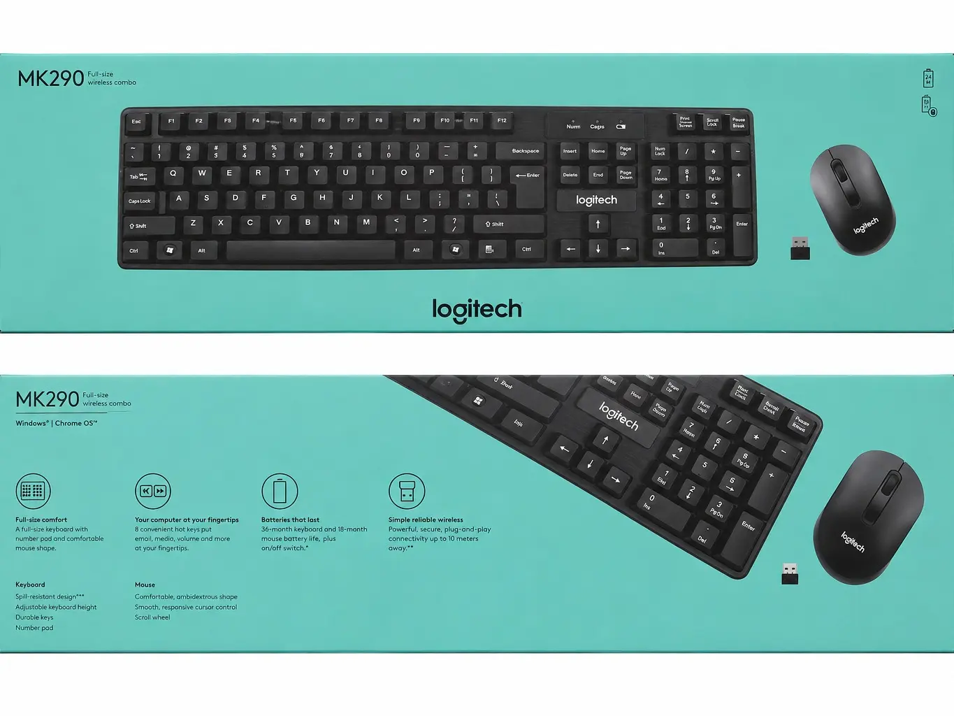 Original Logitech MK 290 Original Wir Keyboard and Mouse Combo - Black