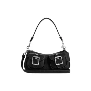 COACH Ashton 25 Leather Bag with Nameplate and Zipper Closure for Women