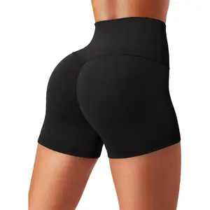 Aoysky Womens Buttery Soft Biker Shorts 4" High Waisted Ruched Workout Gym Yoga Running Athletic Shorts