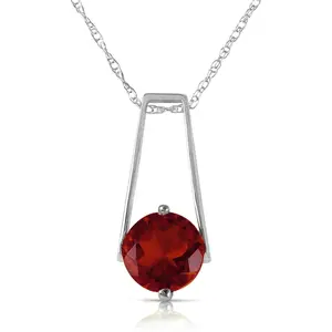 Galaxy Gold GG 14k 18" White Gold Necklace with Round-shaped Garnet Pendant