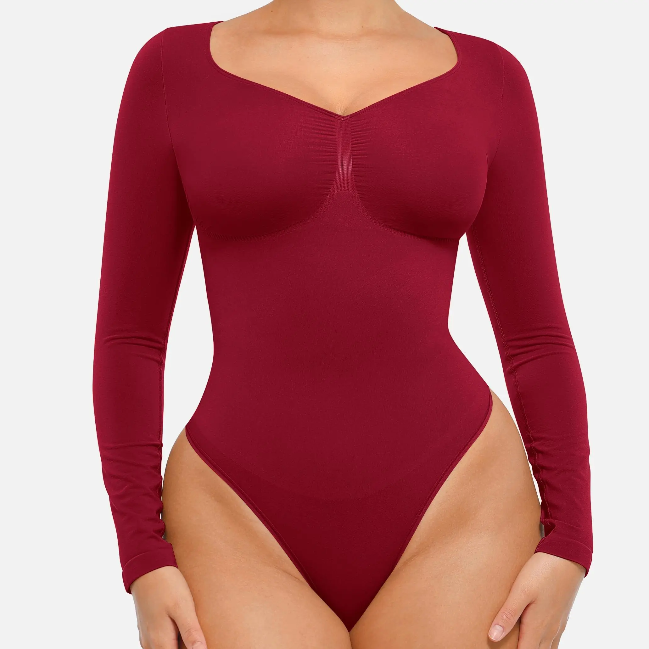 FeelinGirl Women's Seamless Shaping Long Sleeve Thong Comfortable Bodysuit for Tops and Underwear Lady Comfort Basic FeelinGirl Women's Seamless Shaping Long Sleeve Thong Comfortable Bodysuit for Tops and Underwear Lady Comfort Basic