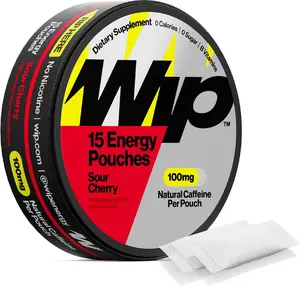 Wip Energy Pouches, 100 mg Natural Caffeine, Vitamins and Minerals, 15 Pouches Per can, 1 Can