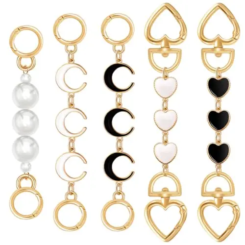 Ea 5Pcs Black White Heart Moon Pearl