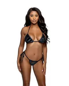 Embossed Velvet Tie Side 2PC Bikini Set