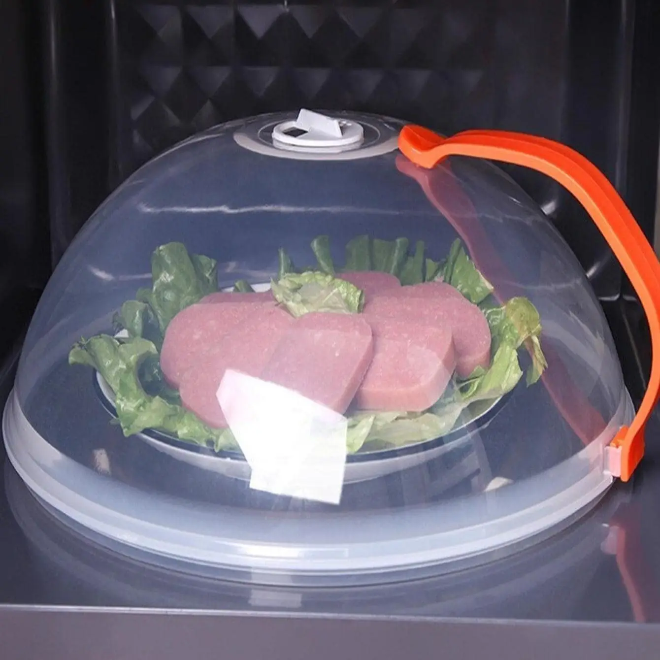 Reusable Microwave Oven Food Cover with Handle, High Temperature Food Splash-proof Cover for Kitchen