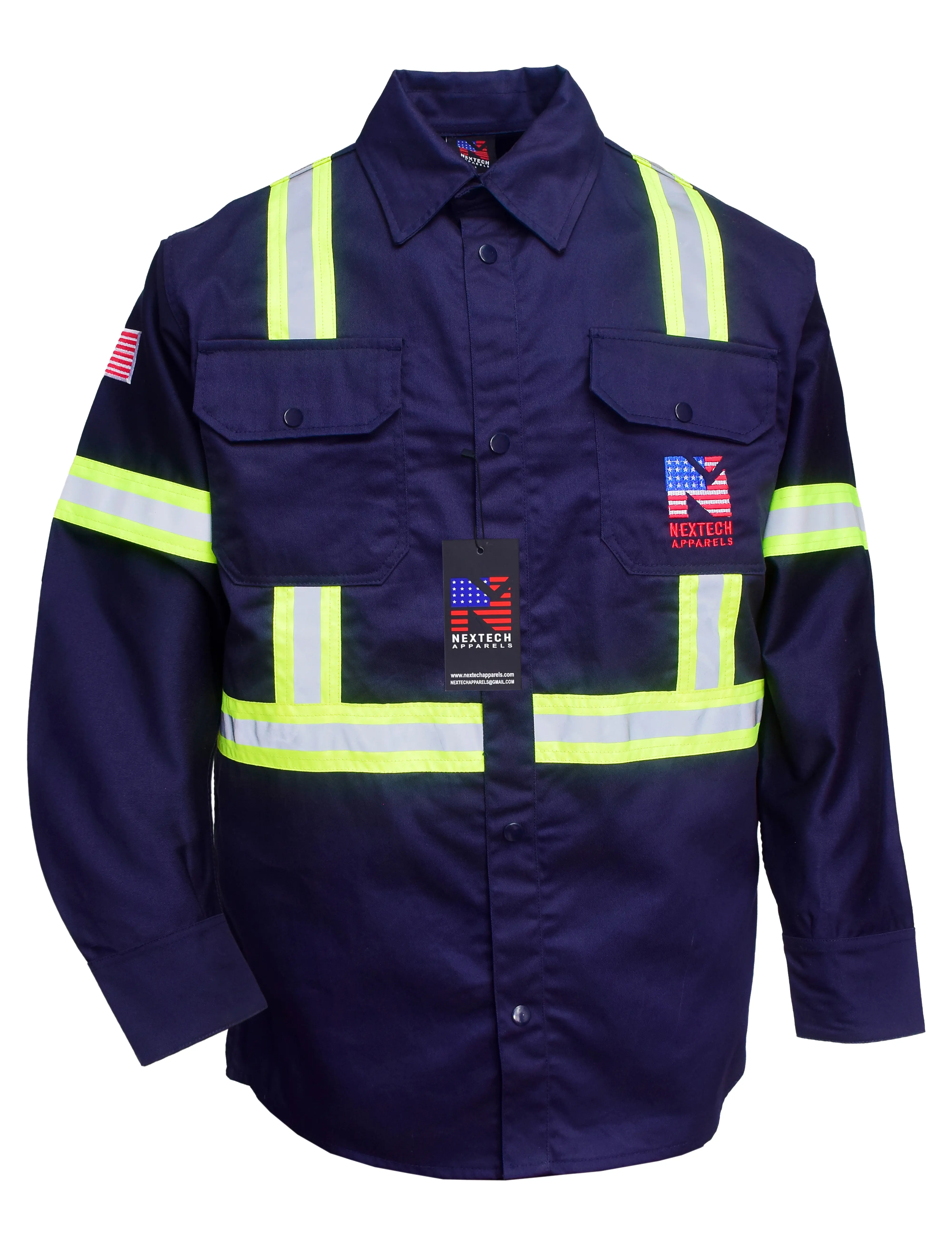 FR Shirts Flame Resistant Long Sleeve Shirt Large Reflective Stripes High  Visibility Workwear Machine Washable Striped Uniforms Firefighter Jacket -  TikTok Shop