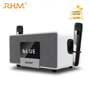 RHM K-222 mobile karaoke machine with 2 UHF wireless microphones stereo, home style bluetooth Connection speakers Rechargeable
