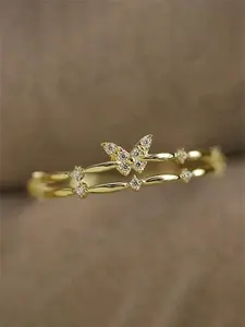 Butterfly Design Rhinestone Decorated Ring, Elegant Rhinestone Ring, Fashion Accessories for Women, Casual Jewelry for Party, Daily Clothing Decor, Trendy All-match & Exquisite Jewelry for Birthday Gift