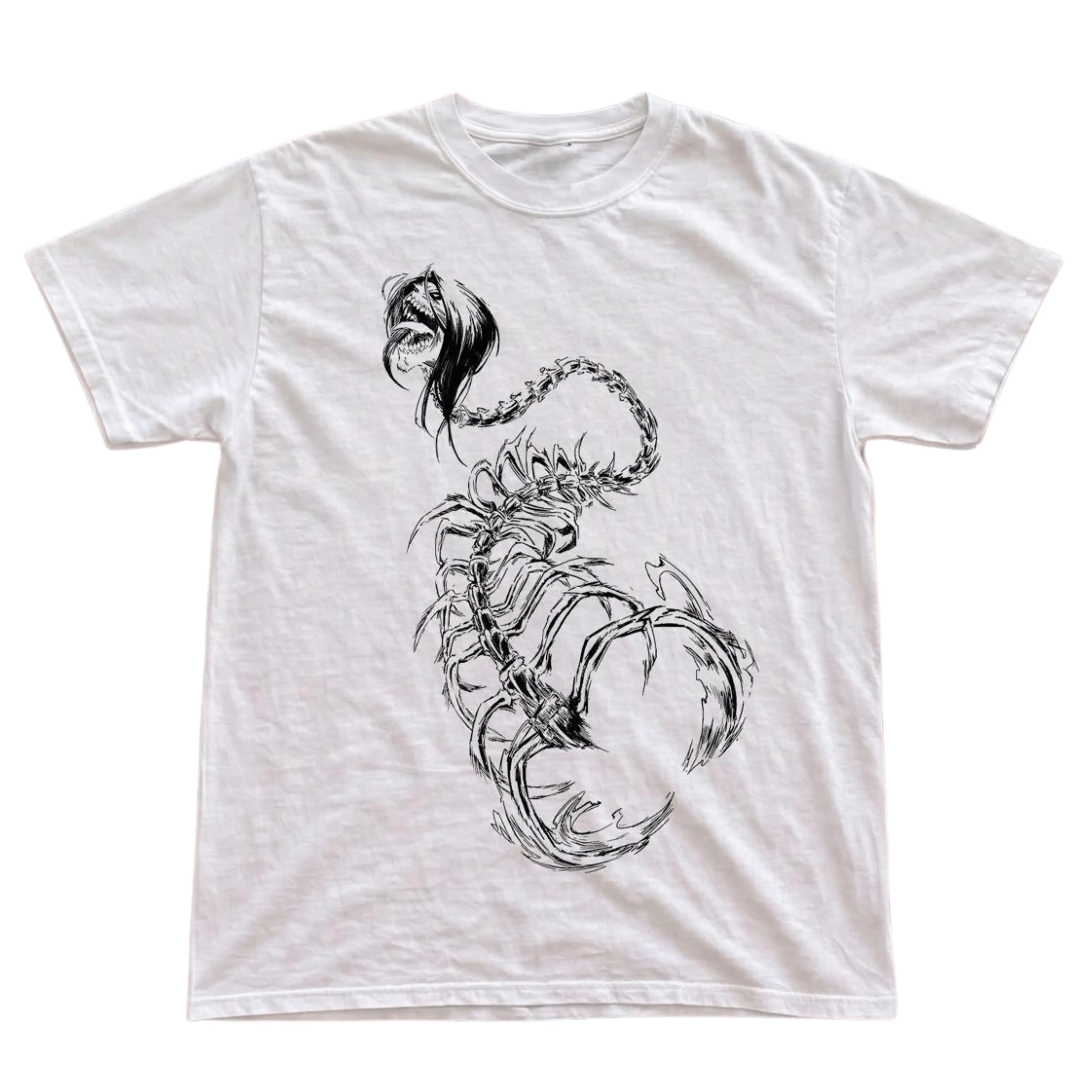 Gildan Men's and Women's T-Shirt, Vintage Attack In Titan Graphic Tee, Eren Yeager Founding Titan Skeleton Spine Shirt, Horror Manga Top, Y2K Grunge Dark Aesthetic Streetwear, Cool Otaku Anime Gift Idea, Retro Alt Apparel Unisex
