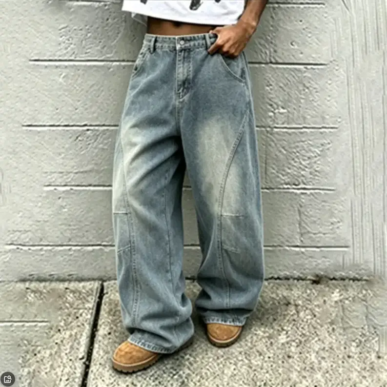 Men's 2000s-Inspired Washed Distressed Cotton Blend Baggy Denim Jeans - Aesthetic Men's Jeans, Preppy Menswear Casual Wide-Leg Trousers for Spring-Summer Hip-Hop, Graphic Tee-Hoodie Matching Bottoms