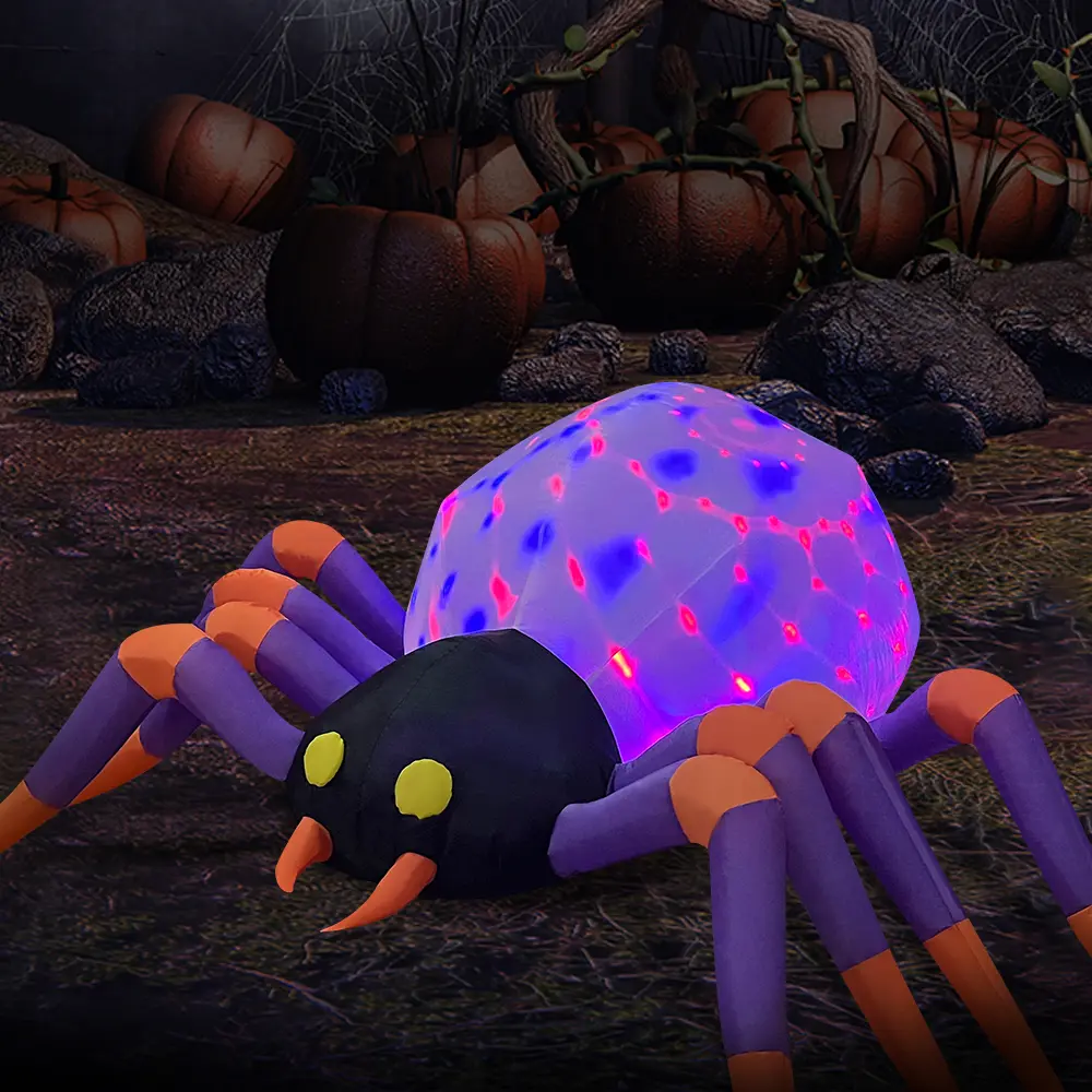 DomKom 8FT Halloween Inflatable Decorations Spider, Build-in Magic LED Lights Holiday Blow Up Yard Decoration for Halloween Holiday Party Outdoor,Garden Yard Lawn Decor